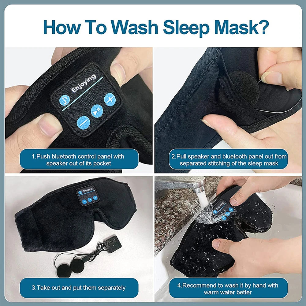 Bluetooth 3D Eye Mask with Built-In HD Speakers for Sleep and Music Playback